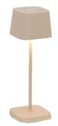 Zafferano, Lampada Ofelia Micro, Lampada da Tavolo Ricaricabile e Senza Fili con Controllo Touch, Adatta per Salotto ed Esterni, Dimmer, 2200-3000 K, Altezza 20 cm, Colore Sabbia