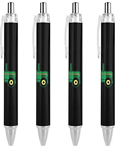 fifbird Kugelschreiber mit Traktor-Design, feine Spitze, 0,5 mm, einziehbarer Kugelschreiber, flexibel, Rundschaft, Arbeitsstift, 4 Stück