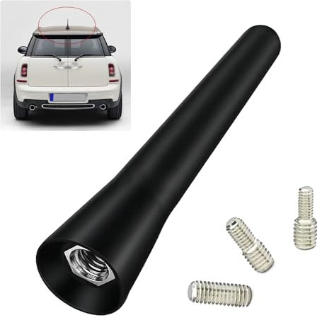 Antenna Kurz Schwarz, Ersatz Antenne Auto, Mini Antenne Dach, Autoantenne Kurz Universal, Autoradio Dachantenne 6,5cm, Auto Dachantenne Mast mit 3 Schrauben (M4, M5, M6), für den FM/AM Radioempfang