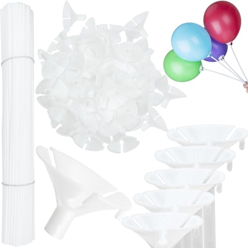luckaide 40cm Luftballon Stäbe, 100 Stück Ballonstäbe, Luftballonstäbe, Plastik Ballonständer, Luftballon Halter, Ballon Ständer für Hochzeit, Geburtstag, Feiertage, Party Decor, Wiederverwendbar