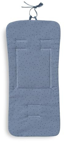 Interbaby - Universelle, reversible Sitzauflage für Kinderwagen aus der Don Algodón-Kollektion, aus Musselin mit Punkten oder Sternen in Petrol, Sommerkissen für Kinderwagen und Autositz.