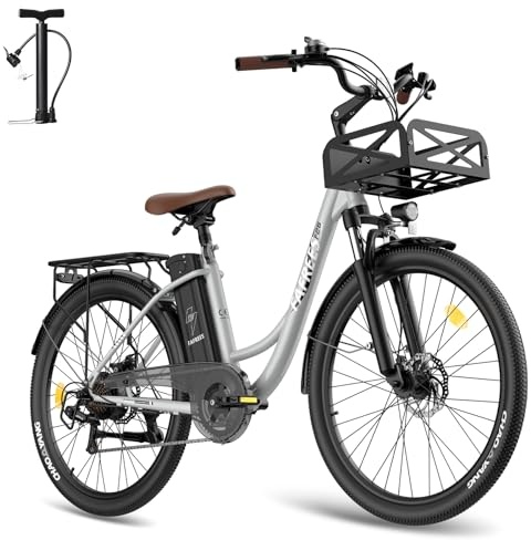 Fafrees F26 Lasting [ Offiziell ] E-Bike Damen 26 Zoll, E Mountainbike Herren 250W, Ebike Akku 36V 25AH, Elektrofahrrad 120kg, 25 km/h, Erwachsene, E Bike 2,3 LCD Display (Grau)