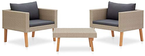Festnight 3-TLG Garten Lounge Set Gartensofa Balkonmöbel mit Sofa und Tisch Sessel Set Gartenlounge Rattan Sitzgruppe Balkon Lounge Gartenmöbel Set Terrassenmöbel Gartengarnitur Gartensessel