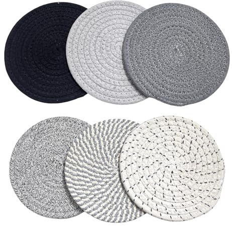 6 Pieces Round Placemats, Anti-Scald Placemats, Non-Slip Woven Mats, Multi-Purpose Placemats, Reusable Placemats, Suitable For Use In The Kitchen, At The Dining Table