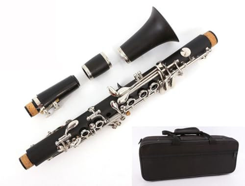 YoungMonic Professionelle Klarinette, Ebonit-Körper, E-Taste, E-Klarinette, guter Klang, mit Etui (Eb-Taste)