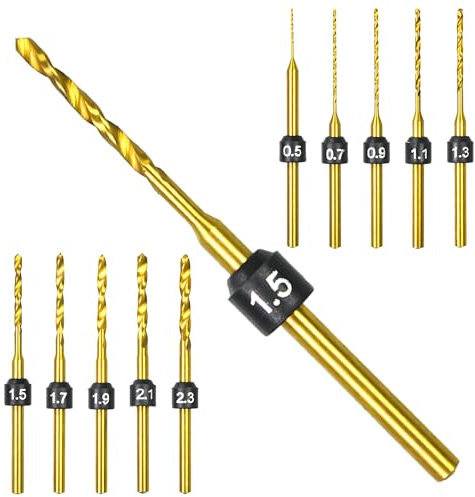 AM ARROWMAX Twist Mini Micro Drill Bits Set, 0.5mm-2.3mm, Size Marked,Titanium Coated High Speed Steel Jewelry Drill Bits, 3/32-Inch Shank, Hole Drilling Tool for DIY, Wood, Bead, Plastic (Set A)