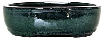 Macetas de cerámica esmaltada para bonsái sin bandejas (verde botella, 18 cm)