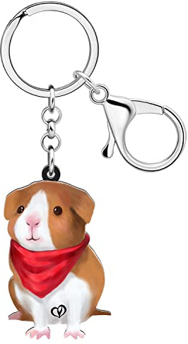 HUAGEO Acryl Cute Meerschweinchen Schlüsselanhänger Maus Hamster Ratte Tiere Schmuck Rucksack Auto Handtasche Schlüsselring für Damen Mädchen Charms Geschenke (Kaffee)