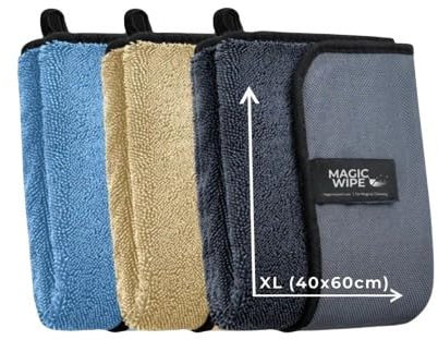 MAGIC WIPE® Panno per asciugare il bagno XXL, multicolore, confezione da 3 panni in microfibra da 40 x 60 cm, panno per la pulizia senza striature e pelucchi, asciugamano di alta qualità per bagno,