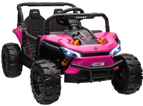 AIYAPLAY Kids Ride on Car, 12V Battery Powered Electric Truck with Remote Control, 4 Suspension Wheels, Horn, Lights, Music, USB, for Ages 3-5 Years, Pink