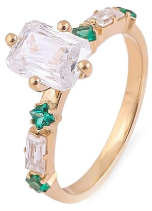 Skcess 9 Karat Weißgold Damen Ring D Moissanit Birne, Damenring Watter-Tropfen mit 2 Karat Birnenförmigem Moissanit Ringe Frauen Größe 47 (15.0)
