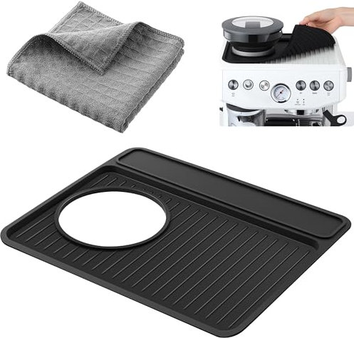 Dunkive Espresso Machine Accessories Compatible with Breville 870/880, Espresso Tamper Mat and Microfiber Cloths, Food Grade Silicone Mat and Barista towel for Essential Coffee Bar Accessories
