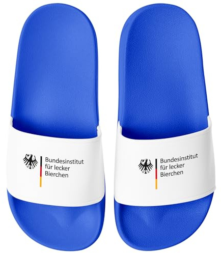 MoonWorks® Badeschlappen Badelatschen Unisex mit Aufdruck Bundesinstitut für lecker Bierchen Bedruckt Herren Damen Badeschuhe Männer Frauen Geschenk