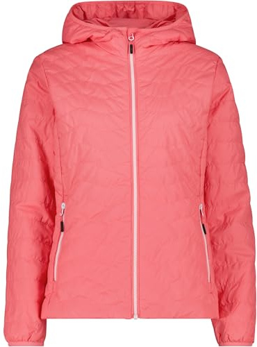 CMP Wattierte Damen Stepp Jacke mit Feel Warm Flat und Kapuze Gr. S = 38 | Schutz vor Nässe, Feel-Warm-Flat-Wattierung, leichte Wärmeisolierung, Schutz vor Wind