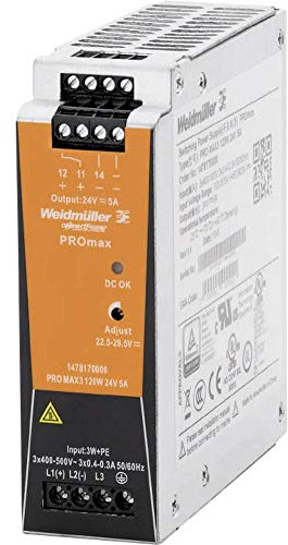 WEIDMÜLLER Power Supply DIN Rail Pro MAX3 120W 24V 5A 12V/DC 5A 120W