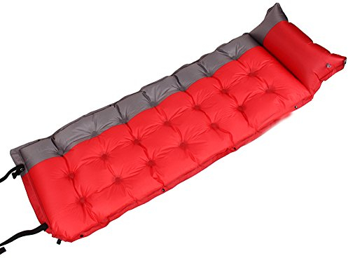 Selbstaufblasbare Matratzen, Selbstaufblasendes Luftmatratze, Feuchtigkeitsfeste Auflage, Camping Air Pads mit Bau im Kissen, Luftmatratzen, Schaumstoff Pads zum Wandern, Pfadfinder, Hängematte(Rote)