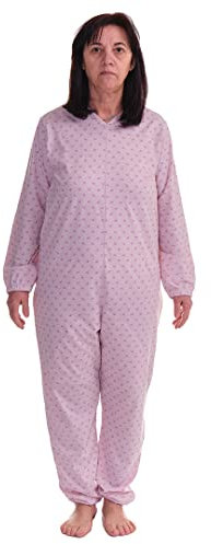 FERRUCCI COMFORT Schlafanzug für Gesundheit, Gelassenheit, langärmelig, 1 Reißverschluss, hinten hinten, für den Sommer (Rosa, S), Rosa, S