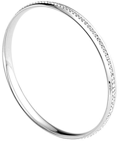 Zysta Élégant Bracelet Fin Jonc en Acier Inoxydable avec Zirconium Blanc Idée Cadeau pour Femme Homme
