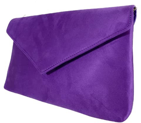 LeahWard Women's Faux Suede Leather Clutch Bag Wedding Party Evening Purse Handbags (Purple)