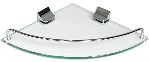 Vetrineinrete® Mensola angolare per Doccia in Vetro Lucido Fissaggio a Muro con Viti portaoggetti a Parete ad Angolo portasapone bagnoschiuma arredo Bagno 52909 D22