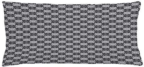 ABAKUHAUS Geometric Throw Pillow Cushion Cover, Sketched Nested Design of Overlapping Diamond Outlines and Chain Links, Decorative Square Accent Pillow Case, 36 X 16 Inches, Black and Pale Grey