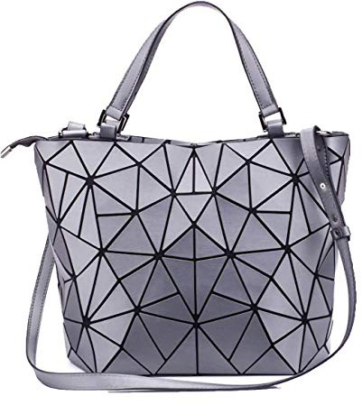 Ulalaza Handtasche mit geometrischem Gittermuster und Tragegriff für Damen, matte Tragetasche, Handtasche, geometrische Schultertasche