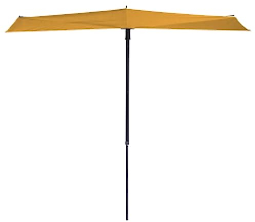 Madison Balkonschirm 50+ UV-Schutz Sonnenschirm Terrassenschirm Ampelschirm Marktschirm Gartenschirm Schirm 270x150cm Goldgelb Aluminium Stahl
