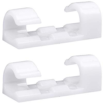 60PCS White Cable Clips, RYCHUI Strong Self-Adhesive Cable Drop Wire Holder, Durable Mount-Round Plastic Cord Management Organiser Clamps for Home and Office (White)
