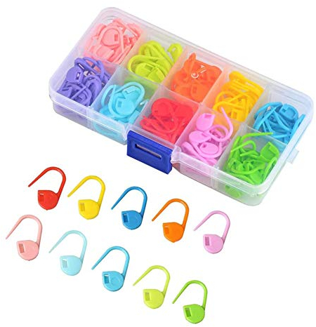 Stricken Häkeln Locking,120er Pack Farbige Maschenmarkierer Strick Häkeln Nadel Sicherheitsnadel Häkelmarkierungs Nadelclips mit Aufbewahrungsbox