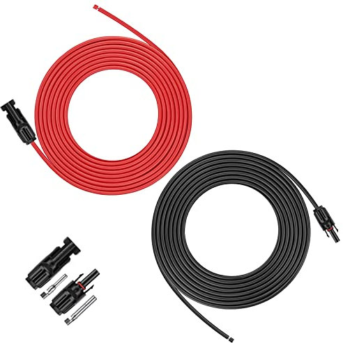 iGreely 6mm² Solar Panel Extension Cable with Female and Male Solar Connector, 6mm² Solar Cable 6m (6m Red + 6m Black)