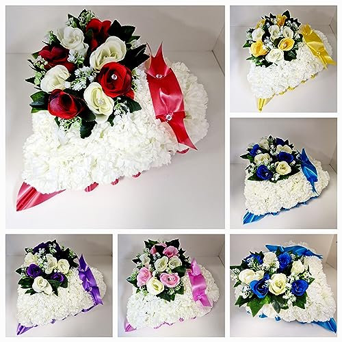 Artificial Silk Heart Funeral Flower Tribute Letters Wreath Memorial Dad Mum Nan Wife Bro
