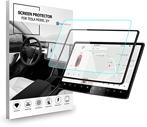 Carwiner Protection d'écran mate compatible avec Tesla Model 3 2021-2023 et Tesla Model Y 15 2021-2024, contrôle central, accessoires en verre trempé, anti-reflet 9H
