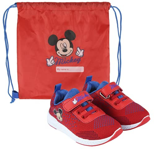 Cerdá - Mickey Mouse Kinderschuhe Jungen | Schuhe Kinder Jungen mit Turnbeutel - Offizielle Lizenz, Rot, 23 EU