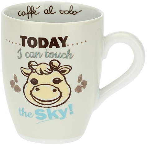 THUN - Tazza Mug Beige Chiaro per tè, caffè, Tisana, Latte e Ciocolata Calda, Decorata con Giraffa - Accessori Cucina - Linea Savana Story - Porcellana - 300 ml