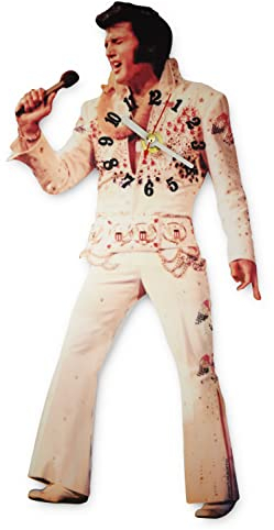 Mid South Products Elvis Wanduhr Schwingende Beine Weiß Overall