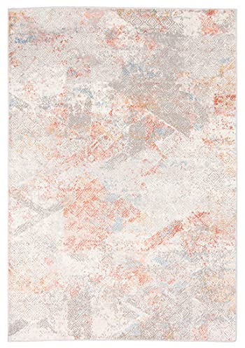 Carpeto Rugs Abstraktes Vintage Teppich - Kurzflor - Weich Teppich für Wohnzimmer, Schlafzimmer, Esszimmer - ÖKO-TEX Wohnzimmerteppich - Teppiche - Creme Lachsfarben - 240 x 330 cm