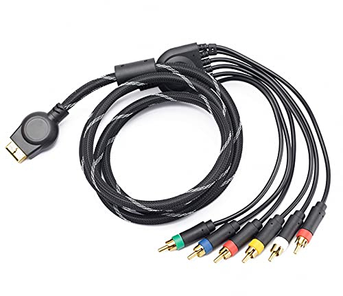 HELPERS-LAB Component AV Cable für PS2 PS3, 1.8m (6ft), YPbPr, für HDTV EDTV, PS2/3 Gaming Console, Schwarz