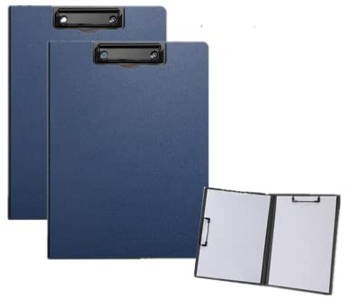 2 Pcs Folding Clipboard,Waterproof File Folder Clipboards,A4 or A3 Size File Cover Folder Writing Clipboards with Two Metal Clip,Support Horizontal and Vertical (Blue) | A4 or A3 Size Waterproof File Cover Folder Writing Clipboards with Two Metal Clip,Support Horizontal and Vertical