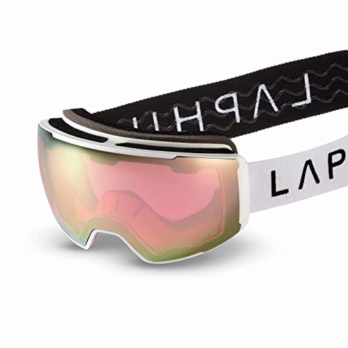 Laphilo Maschera da Sci e Snowboard Unisex Adulto (cod. 2611) (Bianco, Rosa)