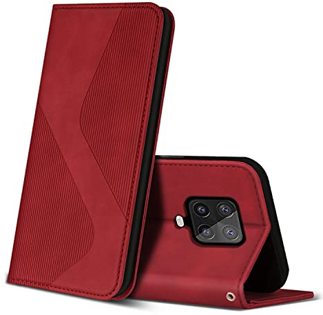 ZONNAVI Cover per Xiaomi Redmi Note 9 PRO/Redmi Note 9S, Flip Custodia Pelle PU con [Slot Cart] [Magnetica], Cover a Libro Portafoglio per Xiaomi Redmi Note 9 PRO/Redmi Note 9S (Rosso)
