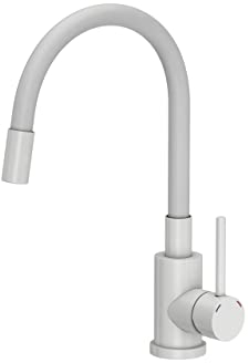 VBChome Inox Spültischarmatur Weiss Flexibel 360°drehbar Edelstahl Küche Wasserhahn Küchenarmatur Einhebel Spültischbatterie Spüle Mischbatterie Kalt-warm Farbe: Weiß