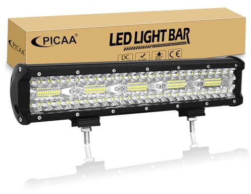 PICAA LED Lightbar, 15 Zoll 300W Arbeitsscheinwerfer Lichtbalken 12V 24V | LED Lichtleiste Auto, Wasserdicht, Zusatzscheinwerfer für Offroad KFZ SUV LKW 4x4 Traktor ATV Boot
