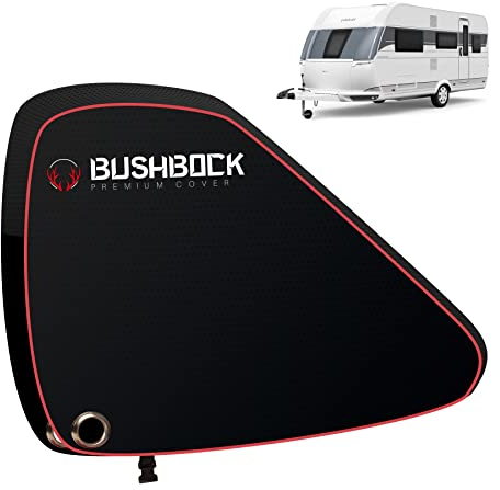 BUSHBOCK® Premium Deichselhaube - unsere Beste! extra hochwertig, schwer, robust, Doppelnaht - aus Oxford 600D Material mit Reflektoren. Deichselabdeckung - für Wohnwagen/Anhänger