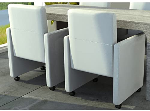 Mogou Esszimmerstühle 2 STK., Küchenstühle, Essstühle, Esstisch Stühle, Dining Chairs, Armlehnstuhl, Living Room Chair, Stühle Esszimmer Set, Armlehnenstuhl, Weiß Kunstleder
