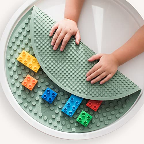 Inspire My Play - Tapete de Silicona para Bloques de construcción, Compatible con Las Principales Marcas de Bloques de construcción, Doble Cara, Accesorio PlayTray sensorial. - Verde