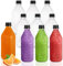 Coloch Paquete de 10 botellas de jugo de plástico de 33 onzas con tapas verdes, contenedor de jugo de bebidas PET transparente vacío de 1 litro para agua, jugo, bebidas, bebidas frías, picnic,
