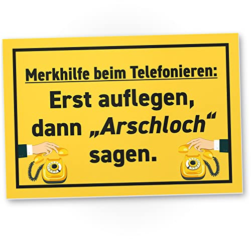 DankeDir! Merkhilfe beim Telefonieren - 30 x 20 cm Schild - Deko Partydeko Kollegen Freunde Party Geschenkidee Geschenk - Spruchschild Geburtstagsgeschenk Türschild lustiger Spruch