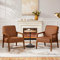 Yaheetech Loungesessel 2er Set Sessel Vintage Relaxsessel Kunstleder mit Massivholzbeinen Einzelsofa für Wohnzimmer/Schlafzimmer/Empfangsbereich Hellbraun
