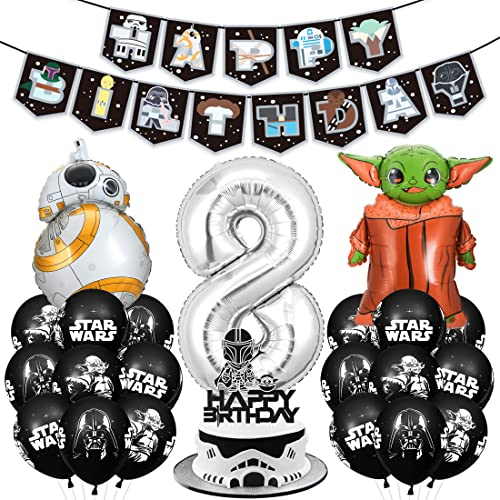 Siphus Anniversaire Ballon 8, Star Guerres Deco Anniversaire, Ballon Anniversaire Kit, Joyeux Anniversaire Banderole, kit Decoration Anniversaire Enfant, Joyeux Anniversaire Decoration