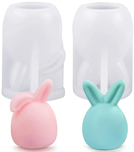 2 Stücke Ostern Kaninchen Silikonform,CZMAO Silikonform 3D Osterhase Silikonform Kerzenformen Ostern Kaninchen für Tortendeko, Schokolade, Seife, Sojawachs Kerzen, Ostergeschenke